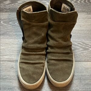Sperry Olive Suede Slip-On Ankle Boots with Side Zip